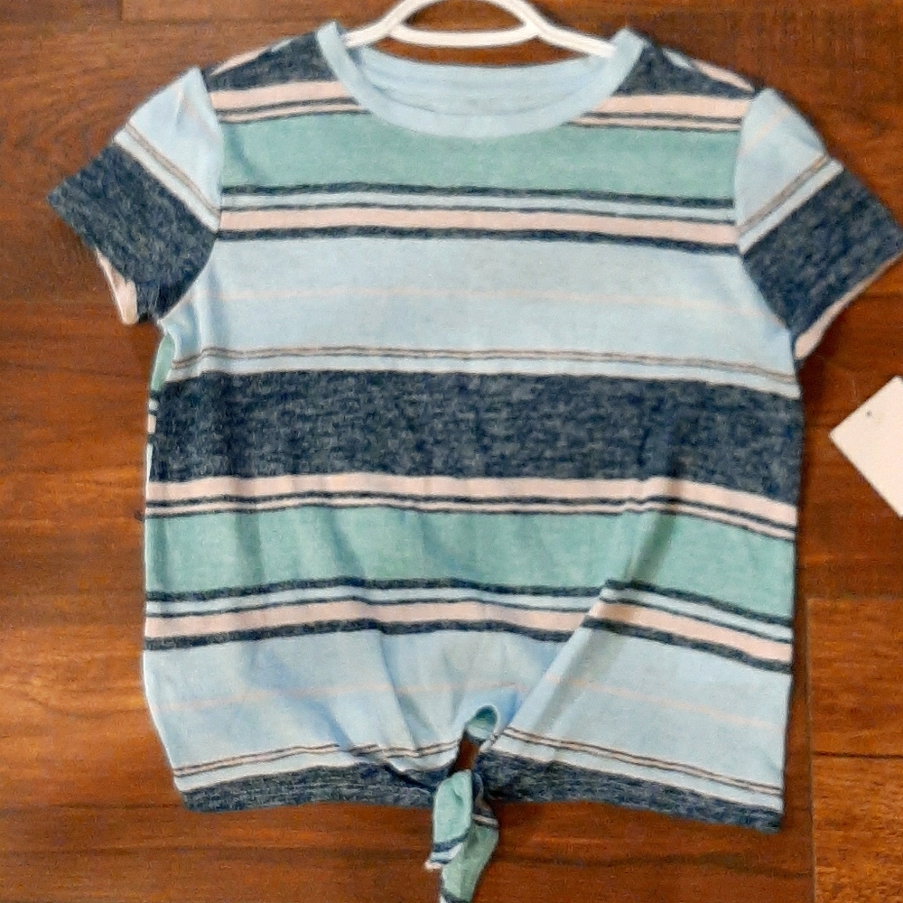 Striped Tie-front Tee